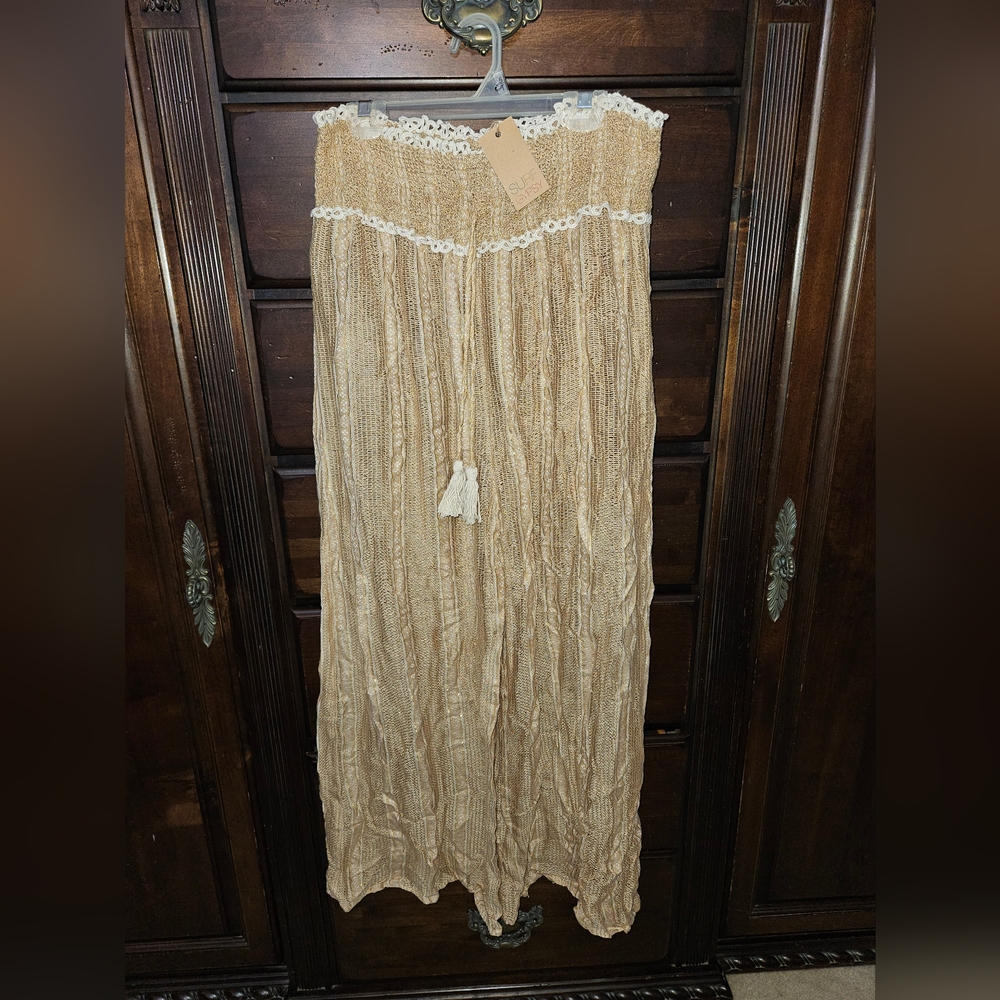 Surf Gypsey Elegant Tan Wide Leg Pants